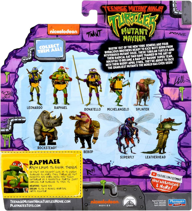 Teenage Mutant Ninja Turtles 83284CO Mutant Mayhem - Figura de acción básica de Raphael de 4.65 Pulgadas, Regalo Ideal para niños de 4 a 7 años y fanáticos de TMNT
