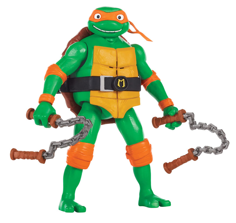 Teenage Mutant Ninja Turtles: Mutant Mayhem 5.5-Inch Michelangelo Deluxe Ninja Shouts Figure. Ideal present for boys 4 to 7 years and TMNT fans!