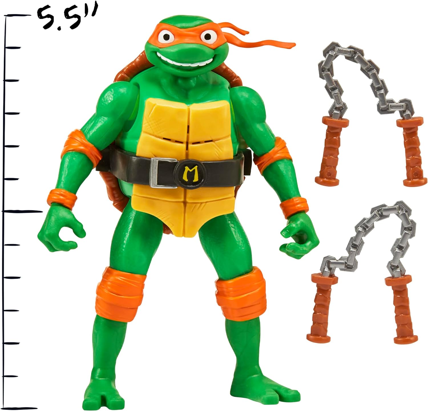Teenage Mutant Ninja Turtles: Mutant Mayhem 5.5-Inch Michelangelo Deluxe Ninja Shouts Figure. Ideal present for boys 4 to 7 years and TMNT fans!