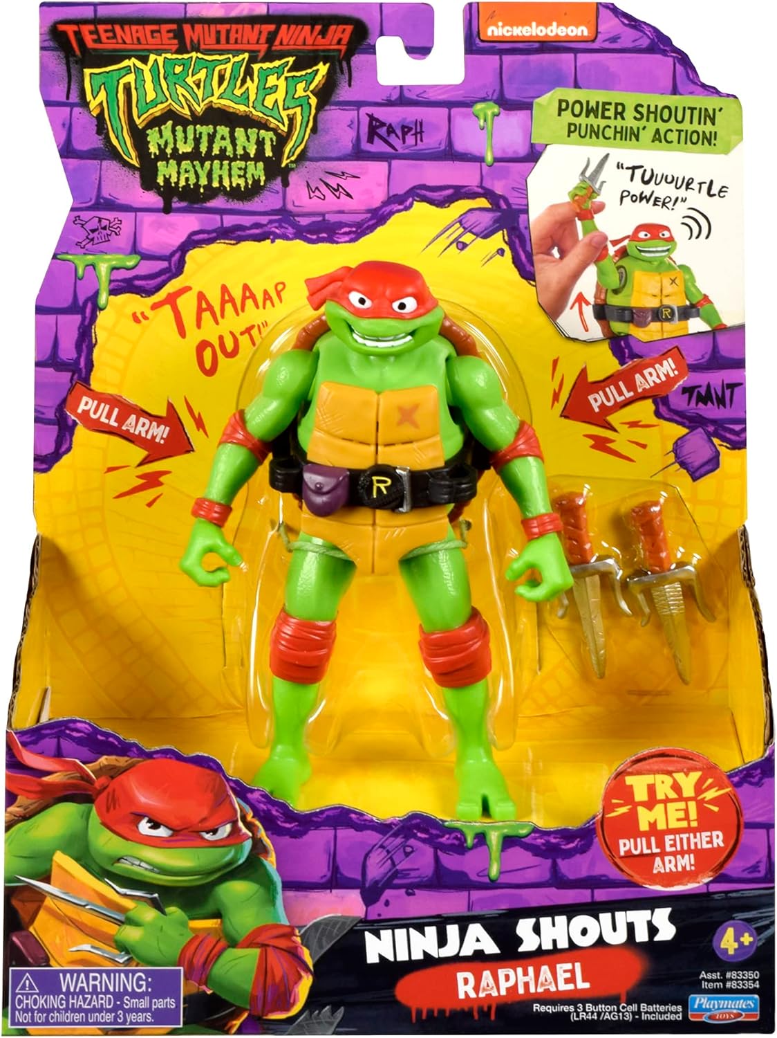 Teenage Mutant Ninja Turtles 83354CO Mutant Mayhem 5.5-Inch Raphael Deluxe Ninja Shouts Figure. Ideal Present for Boys 4 to 7 Years and TMNT Fans, Multi