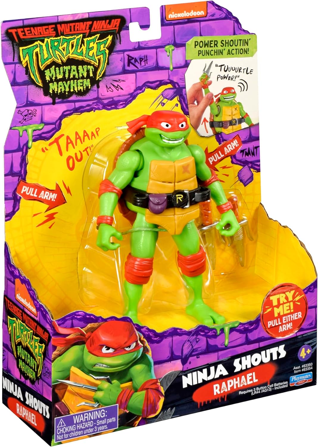Teenage Mutant Ninja Turtles 83354CO Mutant Mayhem 5.5-Inch Raphael Deluxe Ninja Shouts Figure. Ideal Present for Boys 4 to 7 Years and TMNT Fans, Multi