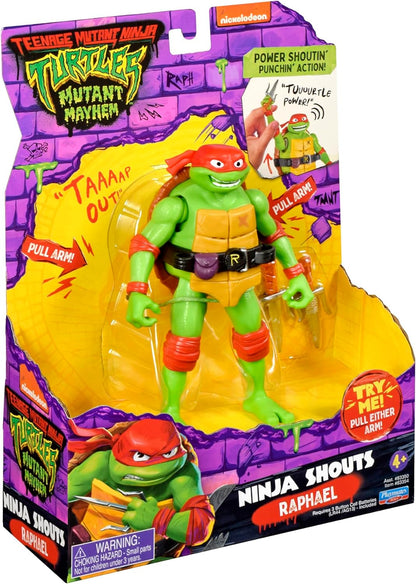 Teenage Mutant Ninja Turtles 83354CO Mutant Mayhem 5.5-Inch Raphael Deluxe Ninja Shouts Figure. Ideal Present for Boys 4 to 7 Years and TMNT Fans, Multi