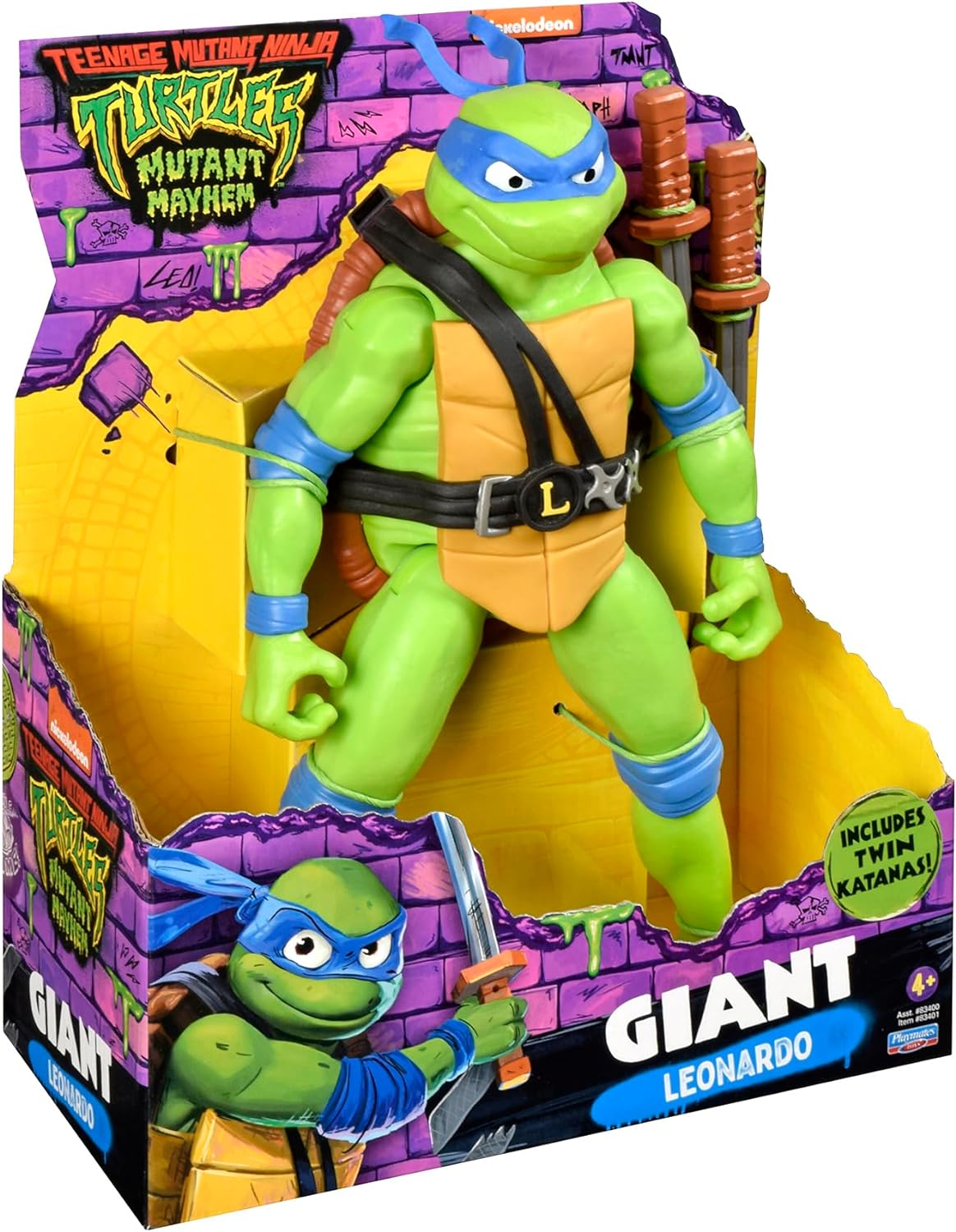 Teenage Mutant Ninja Turtles 83401CO Mutant Mayhem Giant Leonardo 12-Inch Action Figure. Ideal Present for Boys 4 to 7 Years and TMNT Fans, Black