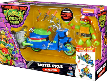 Teenage Mutant Ninja Turtles 83432CO Mutant Mayhem - Ciclo de Batalla con Figura Exclusiva de Raphael. Regalo Ideal para niños de 4 a 7 años y fanáticos de TMNT