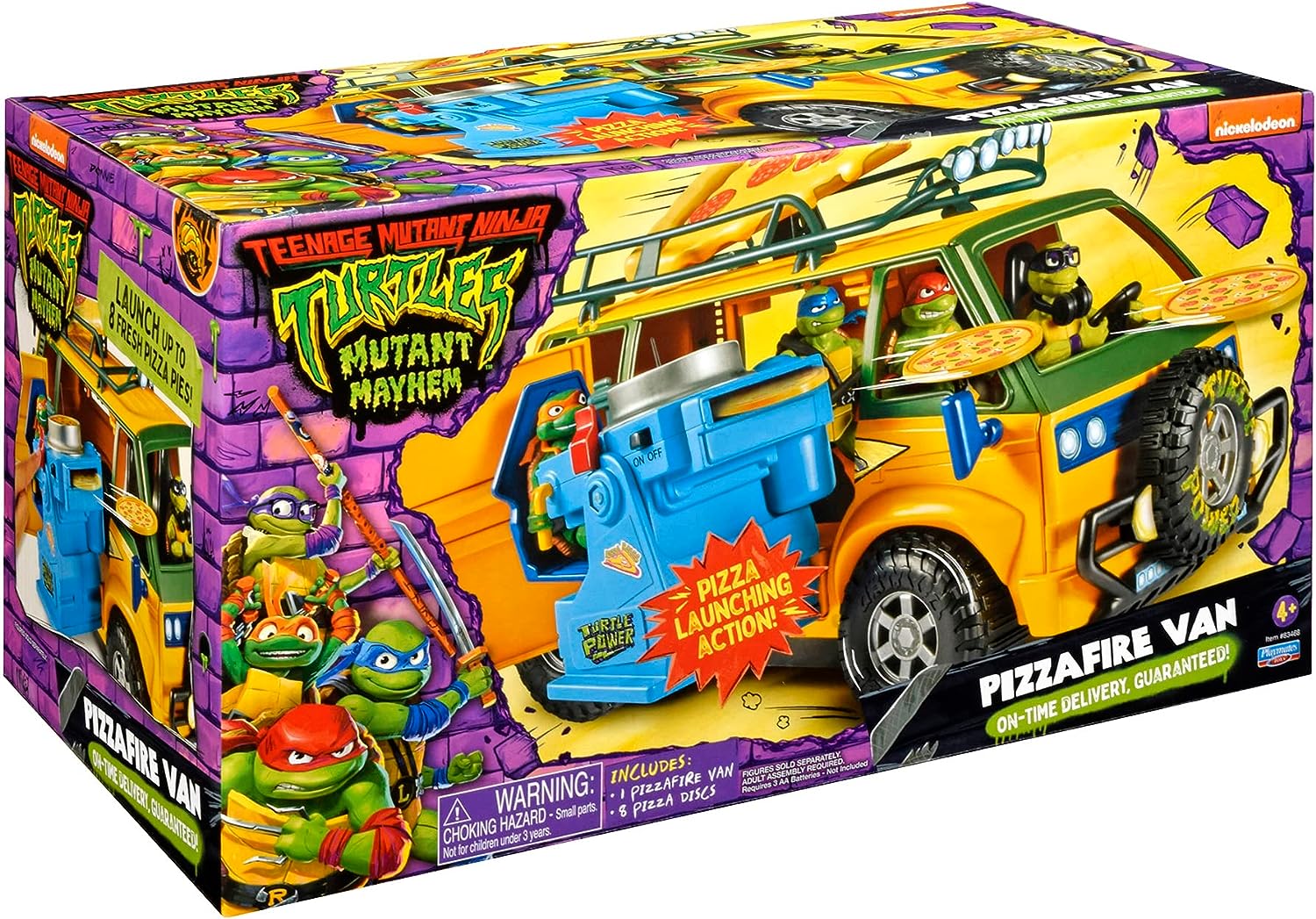 Teenage Mutant Ninja Turtles 83468CO Mutant Mayhem Pizza Fire Delivery Van. Ideal Present for Boys 4 to 7 Years and TMNT Fans, Orange