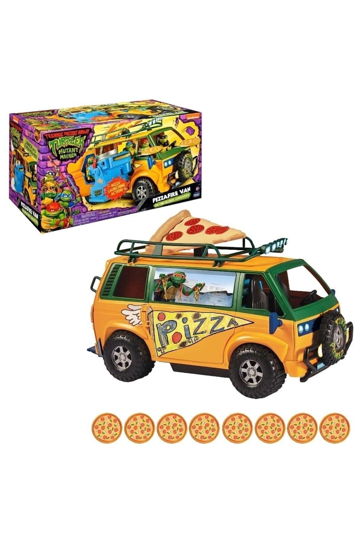 Teenage Mutant Ninja Turtles 83468CO Mutant Mayhem Pizza Fire Delivery Van. Ideal Present for Boys 4 to 7 Years and TMNT Fans, Orange