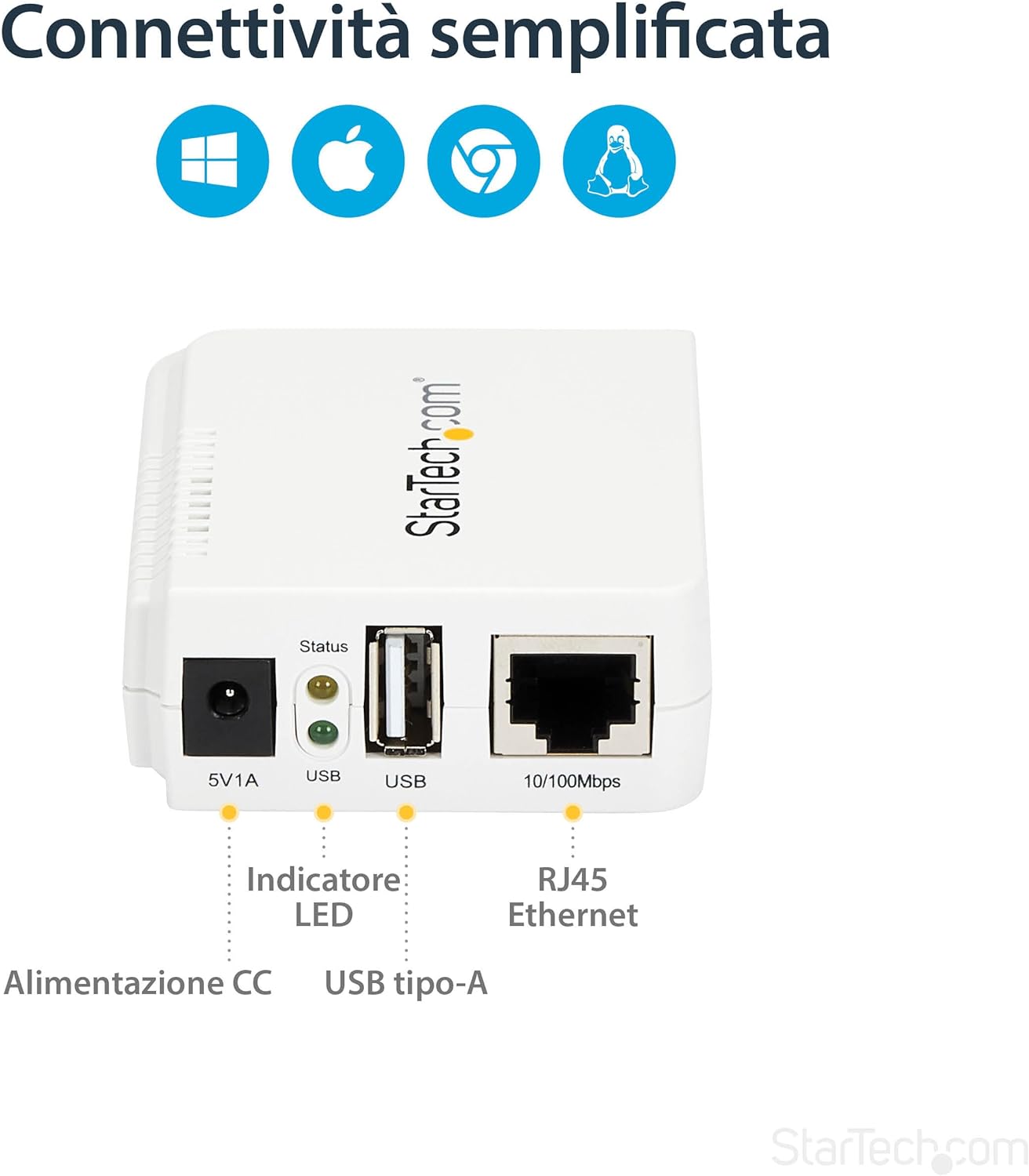 StarTech.com 1 Port USB Wireless N Network Print Server with 10/100 Mbps Ethernet Port - 802.11 b/g/n - Wireless USB 2.0 Print Server (PM1115UWEU