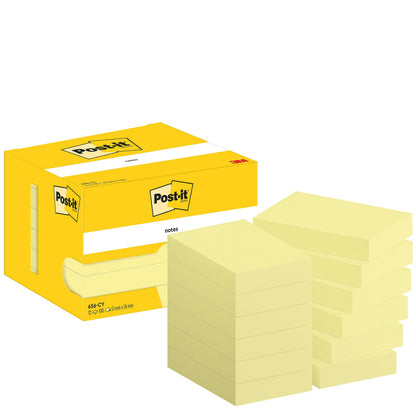 Post-it Notes Canary Yellow, Pack of 12 Pads, 100 Sheets per Pad, 76 mm x 102 mm, Yellow Color - Self-stick Notes For Note Taking, To Do Lists & Reminders