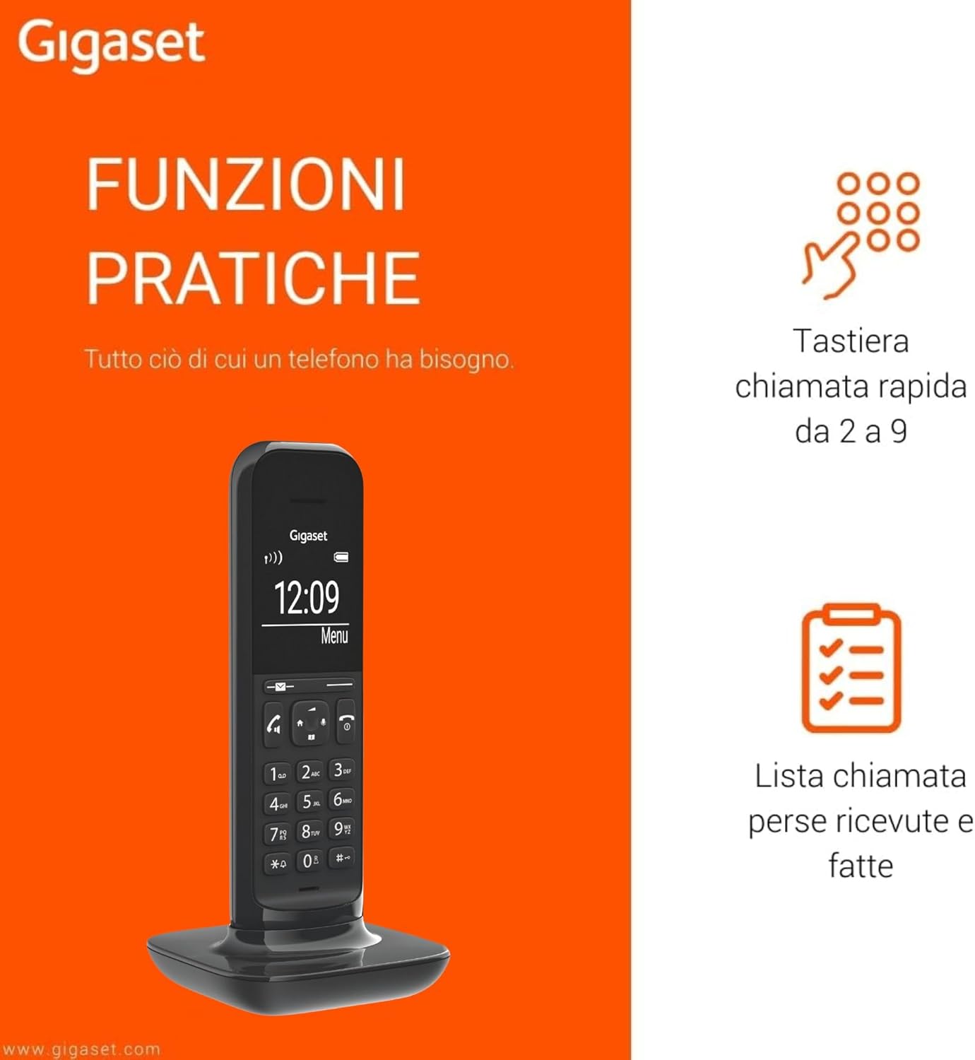 Gigaset CL390 - Telefono DECT - Funzione Black List e "Non disturbare" - Vivavoce - Ampio Display - Standard, Nero