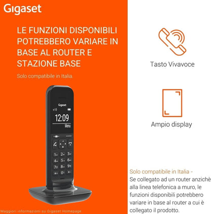 Gigaset CL390 - Telefono DECT - Funzione Black List e "Non disturbare" - Vivavoce - Ampio Display - Standard, Nero