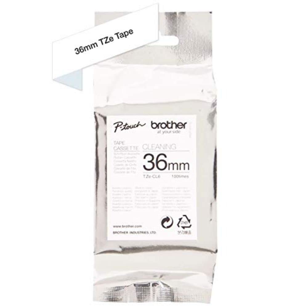 Brother Tze-CL6 Cleaning Tape Cassette, Black on White, 36mm (W), 100 x Uses, Brother Genuine Supplies
