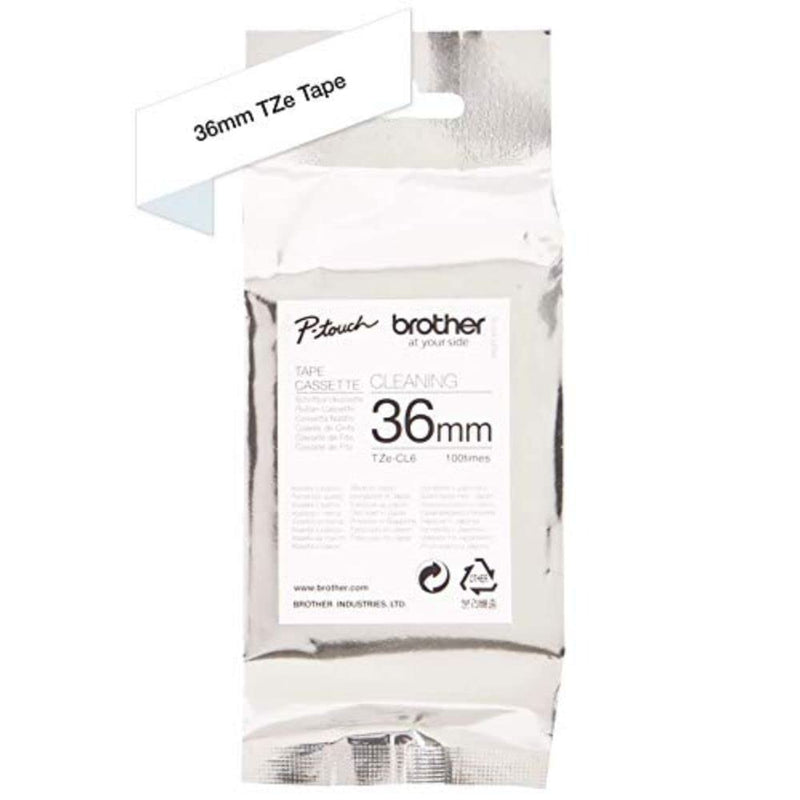 Brother Tze-CL6 Cleaning Tape Cassette, Black on White, 36mm (W), 100 x Uses, Brother Genuine Supplies