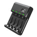 Green Cell VitalCharger Battery Charger with Micro USB and USB-C for NI-MH AA/AAA/R6/R03 Mignon Battery. 4-Channel Charging System - Charges from 1 to 4 AA or AAA Batteries, LED Signalling. Ladegerät