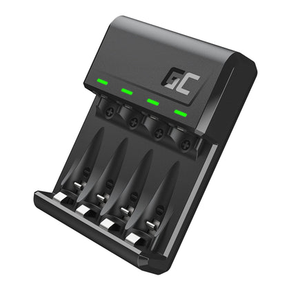 Green Cell VitalCharger Battery Charger with Micro USB and USB-C for NI-MH AA/AAA/R6/R03 Mignon Battery. 4-Channel Charging System - Charges from 1 to 4 AA or AAA Batteries, LED Signalling. Ladegerät
