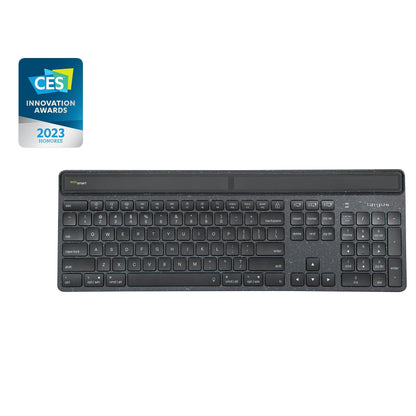 Targus Wireless Keyboard, EcoSmart, Sustainable Energy Harvesting with Solar Technology, Black (UK