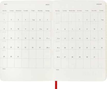 Moleskine Weekly Agenda with Space for Notes 12 Months 2024, Agenda 2024, Size Pocket 9x14, Soft Cover and Elastic Closure, Colour