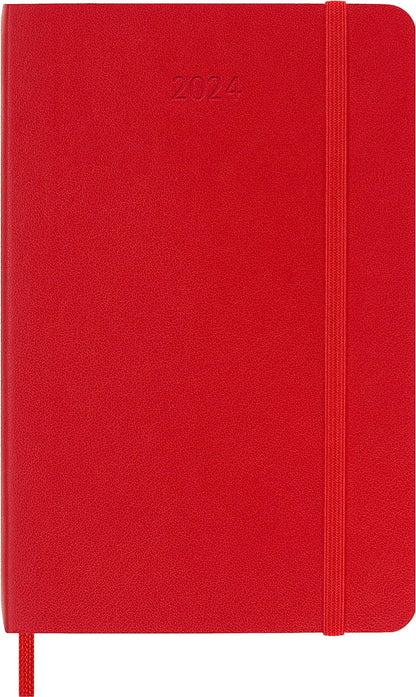 Moleskine Weekly Agenda with Space for Notes 12 Months 2024, Agenda 2024, Size Pocket 9x14, Soft Cover and Elastic Closure, Colour