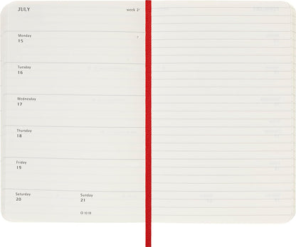 Moleskine Weekly Agenda with Space for Notes 12 Months 2024, Agenda 2024, Size Pocket 9x14, Soft Cover and Elastic Closure, Colour