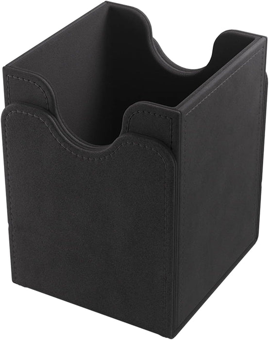Squire 100+ XL Convertible Deck Box | Card Storage Box with Removable Cover Clips | Holds 100 Double-Sleeved Cards in Extra Thick Inner Card Sleeves | Black Color | Made by Gamegenic