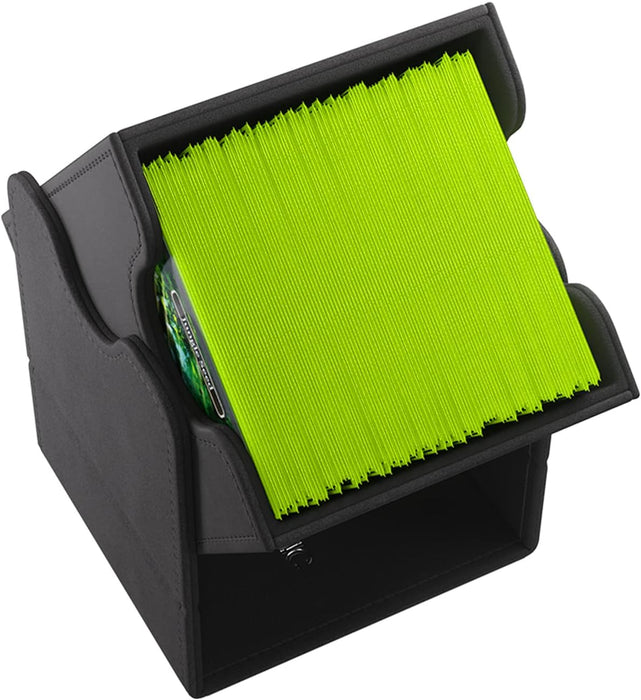 Squire 100+ XL Convertible Deck Box | Card Storage Box with Removable Cover Clips | Holds 100 Double-Sleeved Cards in Extra Thick Inner Card Sleeves | Black Color | Made by Gamegenic