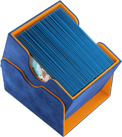 Gamegenic Sidekick 100+ XL Convertible Deck Box Exclusive LINE | Sideloading Card Storage Box | Holds 100 Double-Sleeved Cards in Extra Thick Inner Card Sleeves | Blue/Orange Color | Made