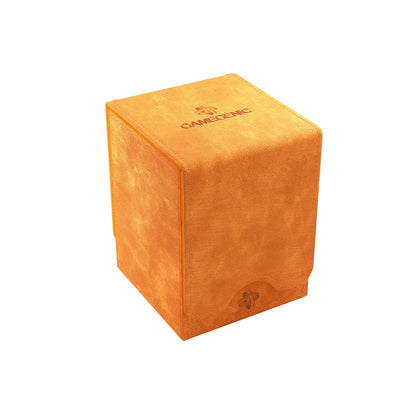 Gamegenic Squire 100+ XL Convertible Deck Box | Card Storage Box with Removable Cover Clips | Holds 100 Double-Sleeved Cards in Extra Thick Inner Card Sleeves | Orange Color | Made