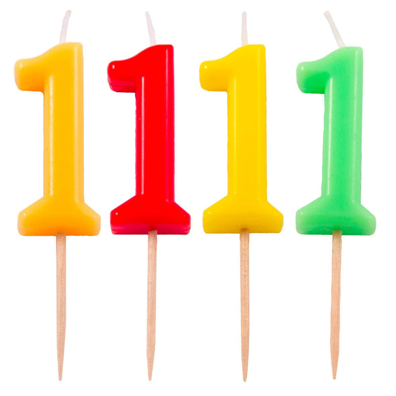 Folat 22961 Candle Number 1 Neon Colours, Multi-Colored
