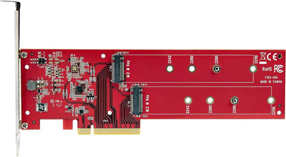 StarTech.com Dual M.2 PCIe SSD Adapter Card, PCIe x8 / x16 to Dual NVMe or AHCI M.2 SSDs, PCI Express 4.0, 7.8GBps/Drive, Bifurcation Required - Windows/Linux Compatible (DUAL-M2-PCIE-CARD-B
