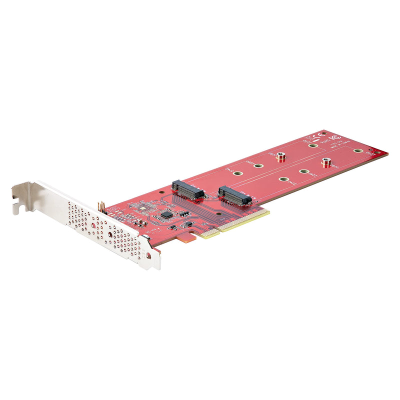 StarTech.com Dual M.2 PCIe SSD Adapter Card, PCIe x8 / x16 to Dual NVMe or AHCI M.2 SSDs, PCI Express 4.0, 7.8GBps/Drive, Bifurcation Required - Windows/Linux Compatible (DUAL-M2-PCIE-CARD-B