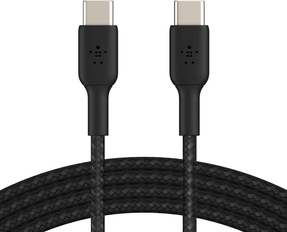 Belkin BoostCharge braided USB C to fast charger cable, USB type C charger cable fast charging for iPhone 15, Samsung Galaxy S23, Google Pixel, iPad, MacBook, Nintendo and more - 1m