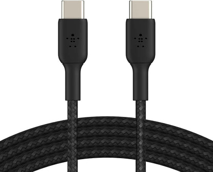 Belkin BoostCharge braided USB C to fast charger cable, USB type C charger cable fast charging for iPhone 15, Samsung Galaxy S23, Google Pixel, iPad, MacBook, Nintendo and more - 1m