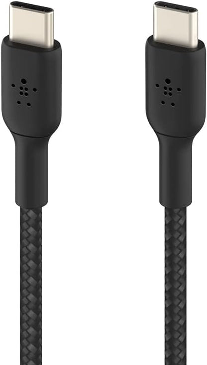 Belkin BoostCharge braided USB C to fast charger cable, USB type C charger cable fast charging for iPhone 15, Samsung Galaxy S23, Google Pixel, iPad, MacBook, Nintendo and more - 1m