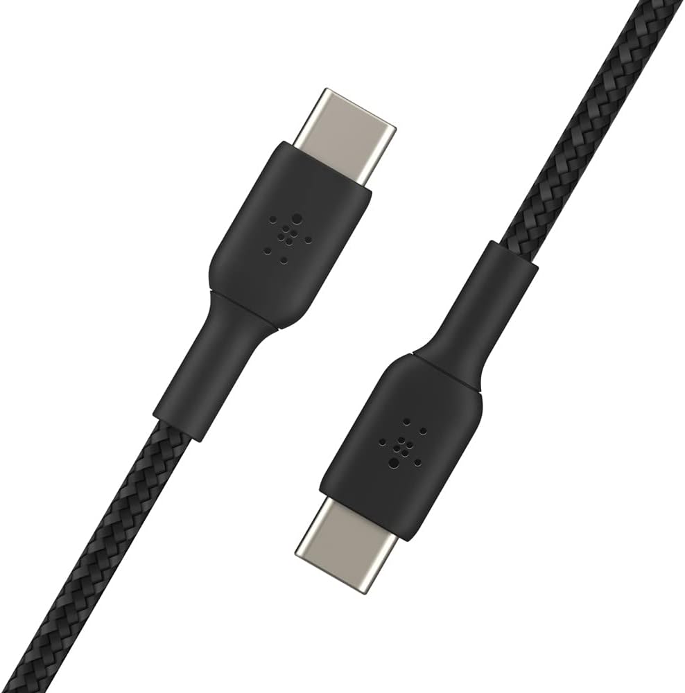 Belkin BoostCharge braided USB C to fast charger cable, USB type C charger cable fast charging for iPhone 15, Samsung Galaxy S23, Google Pixel, iPad, MacBook, Nintendo and more - 1m