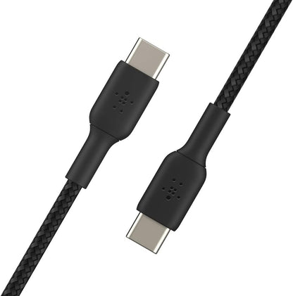 Belkin BoostCharge braided USB C to fast charger cable, USB type C charger cable fast charging for iPhone 15, Samsung Galaxy S23, Google Pixel, iPad, MacBook, Nintendo and more - 1m