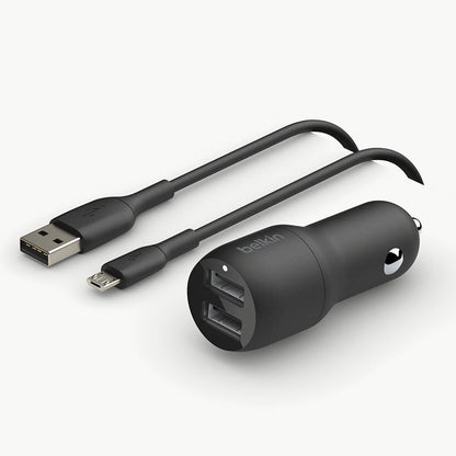 Belkin Dual USB Car Charger 24W (Boost Charge Dual Port Car Charger, 2-Port USB Car Charger) iPhone Car Charger, Android Car