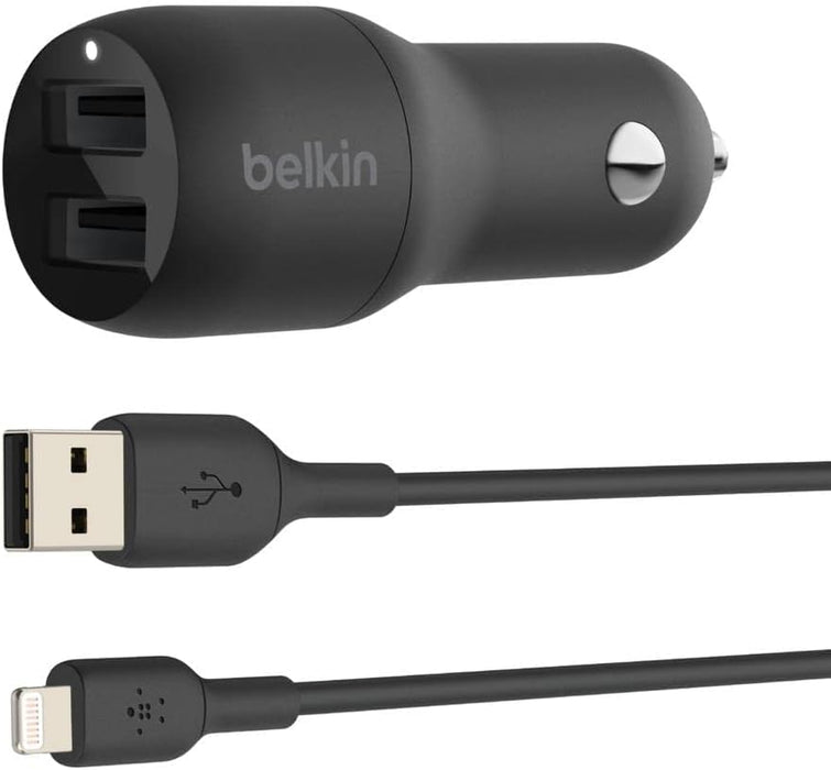 Belkin Dual USB Car Charger 24W (Boost Charge Dual Port Car Charger, 2-Port USB Car Charger) iPhone Car Charger, Android Car