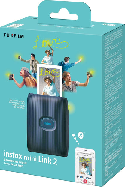instax mini LINK2 mini film format portable smartphone instant photo printer, multiple templates, SPACE BLUE