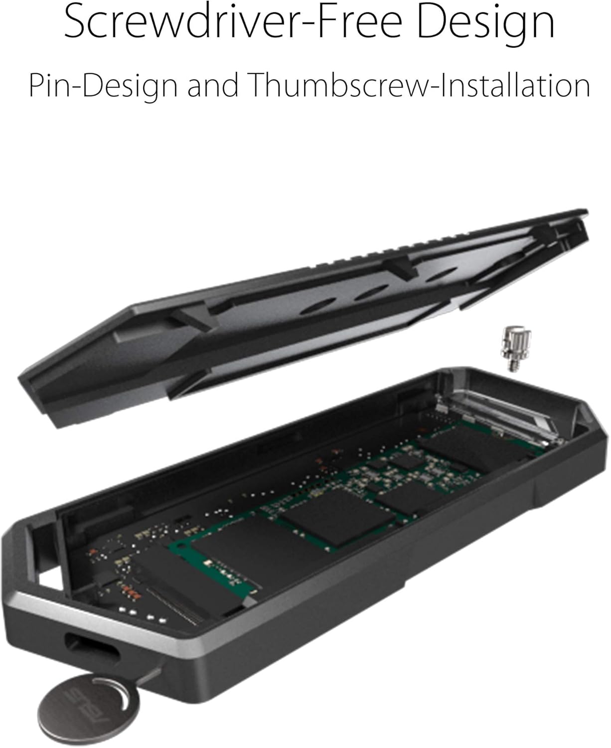 ROG Strix Arion M.2 NVMe SSD Enclosure-USB3.2 GEN2 Type-C, 10Gbps, Aura Sync RGB, USB-C to C Cable, Thermal Pads, PCIe 2280/2260/2242/2230 M key/B+M Key, Screwdriver-Free