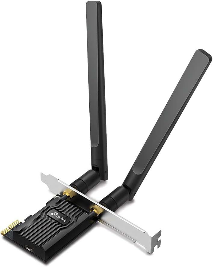 TP-Link AX1800 Wi-Fi 6 Dual Antennas High Gain Bluetooth 5.2 PCIe Adapter, Dual-Band, Low-Profile Bracket, MU-MIMO, Low- Latency Gaming, Supports Windows 10/11, Highly Secure WPA3 (Archer TX20E),Black