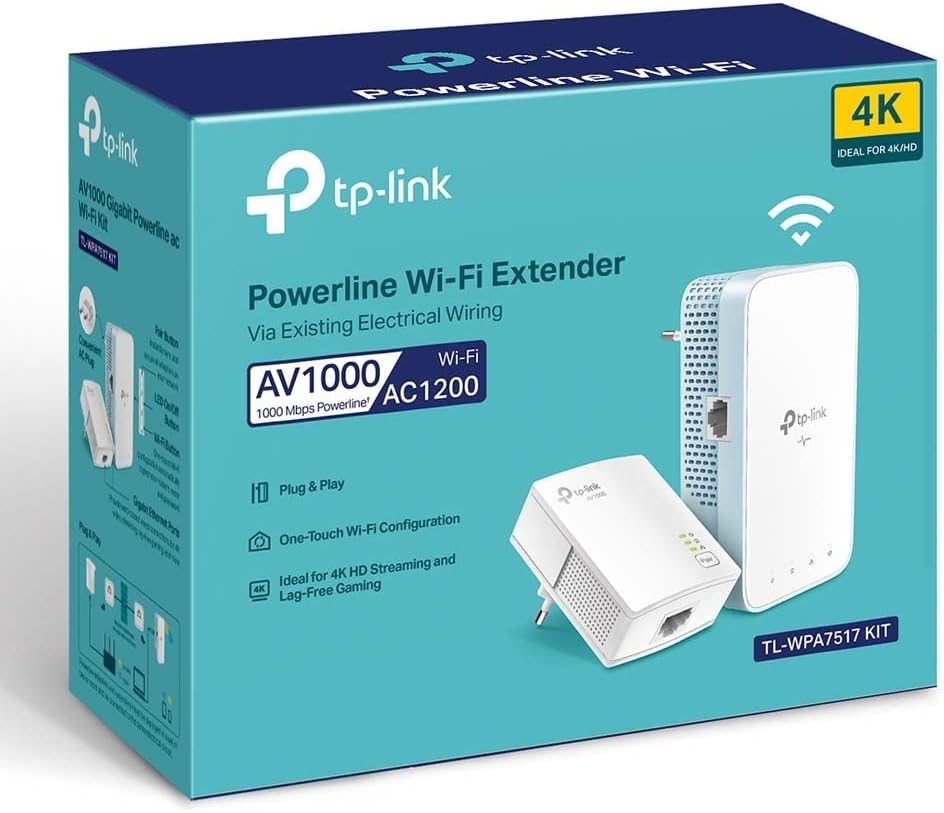 TP-Link CPL WiFi AC1200 Mbps + CPL 1000 Mbps with Gigabit Ethernet Port, Kit of 2 - Ideal solution to enjoy Multi-TV service at home, compatible with all Boxs (TL-WPA7517 KIT