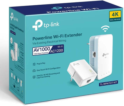 TP-Link CPL WiFi AC1200 Mbps + CPL 1000 Mbps with Gigabit Ethernet Port, Kit of 2 - Ideal solution to enjoy Multi-TV service at home, compatible with all Boxs (TL-WPA7517 KIT