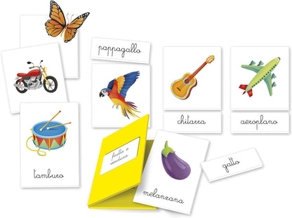 Clementoni- Sapientino Palabras Montessori 3 años, Juego Educativo para Aprender a Leer, Desarrollo lenguaje con método nomenclatura – Fabricado en Italia, Multicolor, Talla única (16362