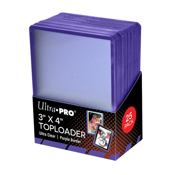 Ultra PRO - 3x4 Purple Border Toploaders 25ct. - Top Loaders for Cards with Card Sleeves, Protect Baseball Cards, Sorts Cards & Collectible Trading Cards, Pairs Well with Ultra PRO Card Sleeves