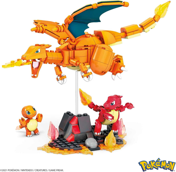 Mega Construx Pokémon Evolución de Charmander 3 Figuras de Bloques de construcción, Juguete para niños +7 años (Mattel HFG06