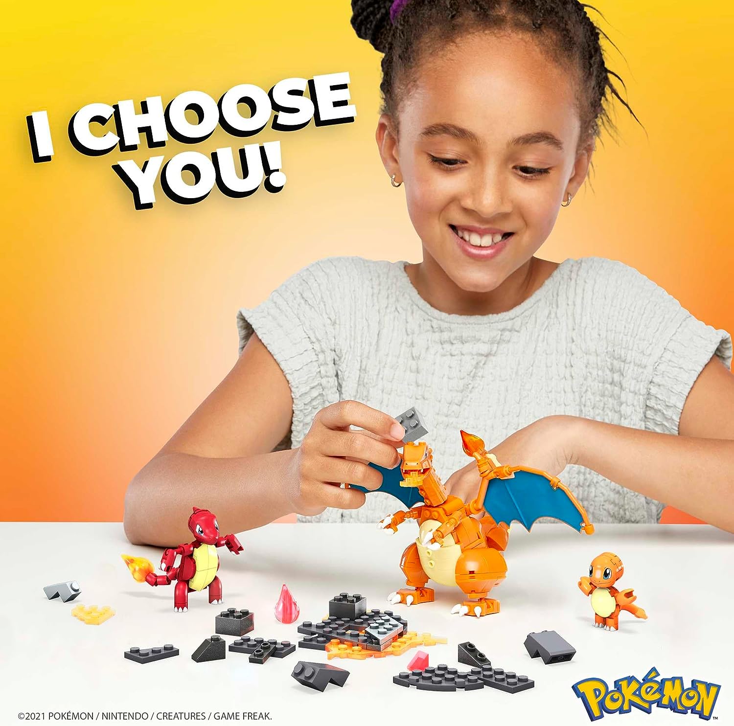 Mega Construx Pokémon Evolución de Charmander 3 Figuras de Bloques de construcción, Juguete para niños +7 años (Mattel HFG06