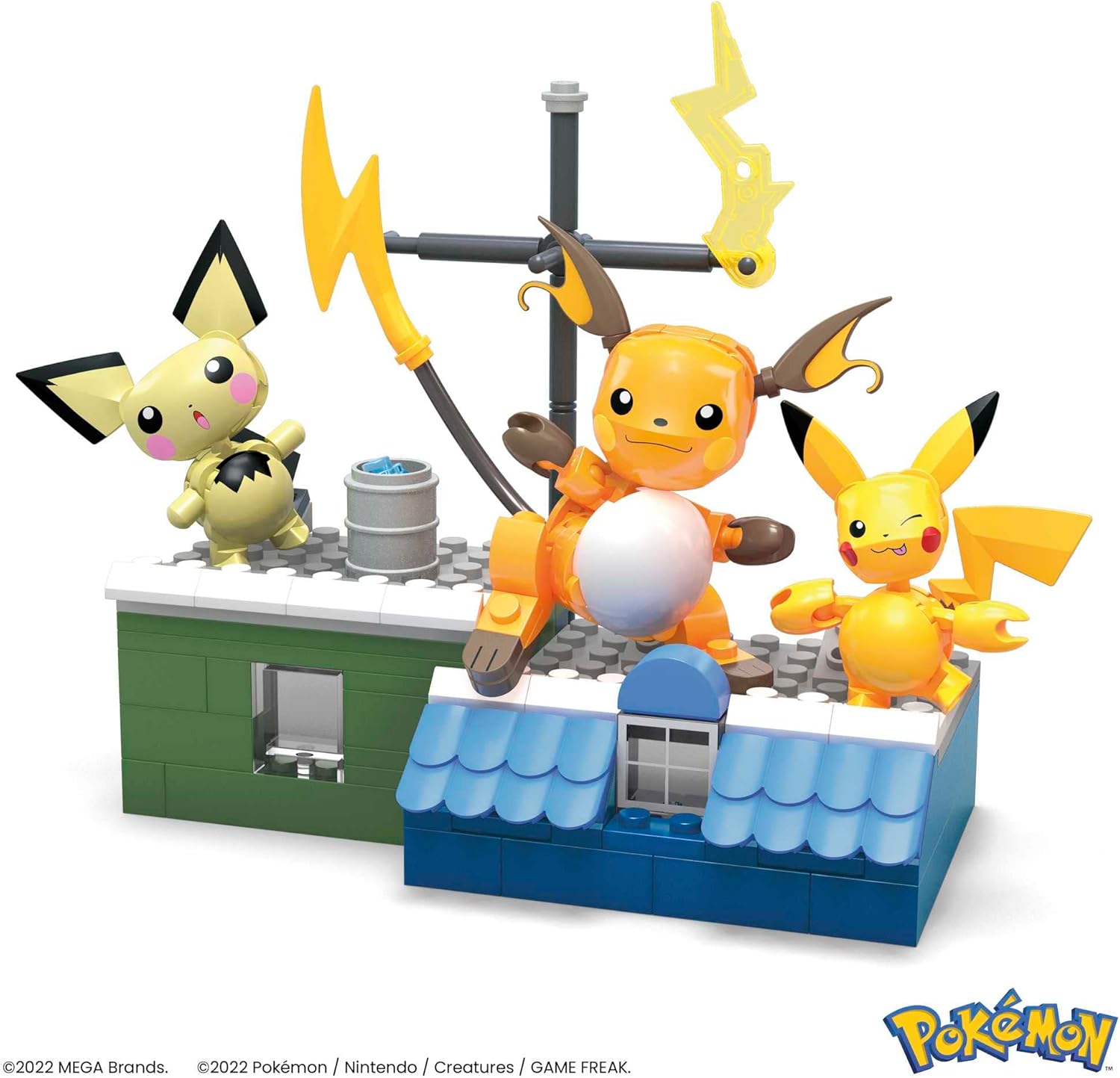 MEGA Pokémon Evoluciones de Pikachu Pack 3 Figuras (Pichu, Pikachu y Raichu) Bloques de construcción, Juguete +7 años (Mattel HKT23
