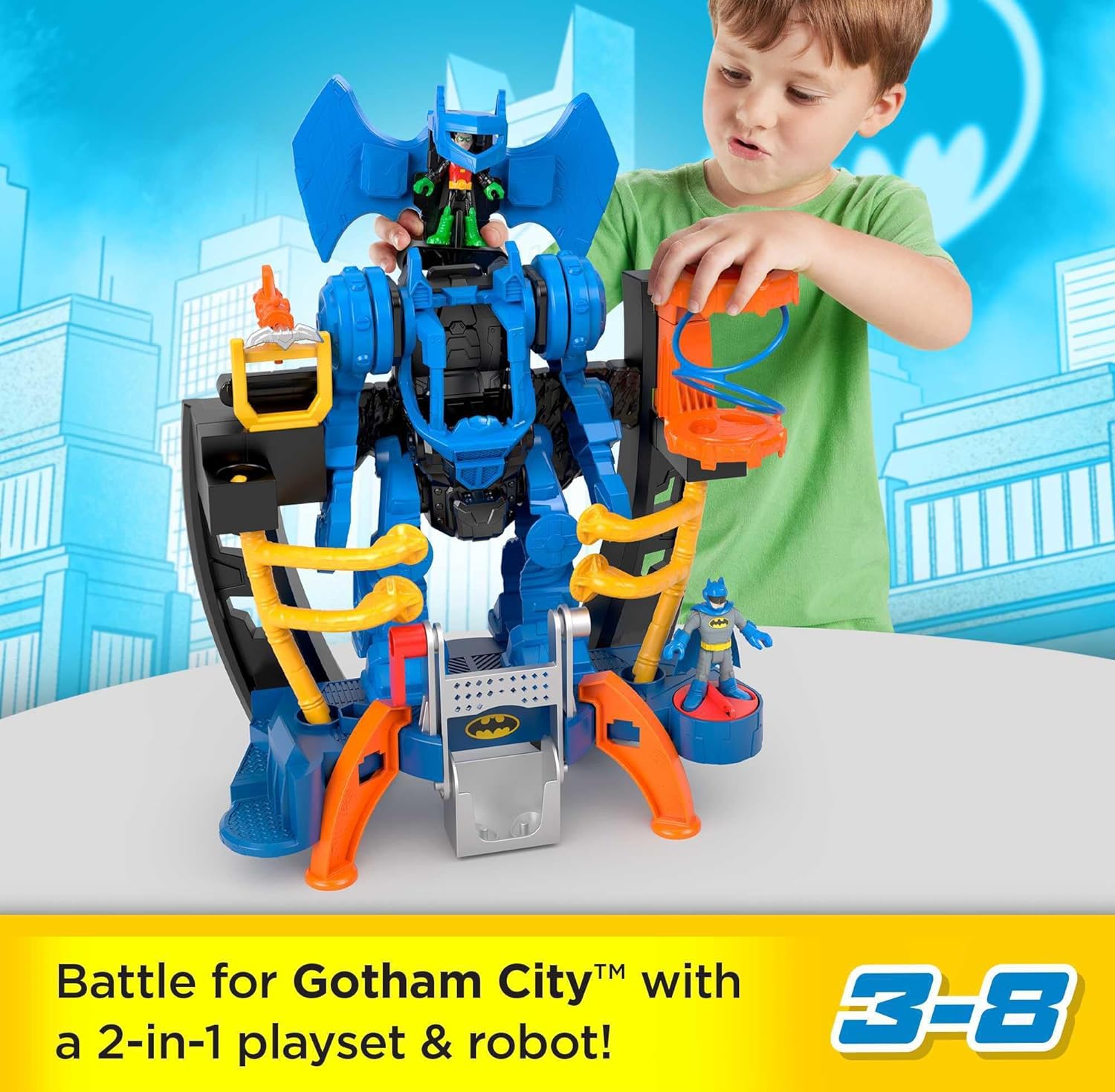 Imaginext DC Super Friends Batman Playset, Robo Command Center with Detachable 10-inch Robot plus Batman and Robin Figures, HML02