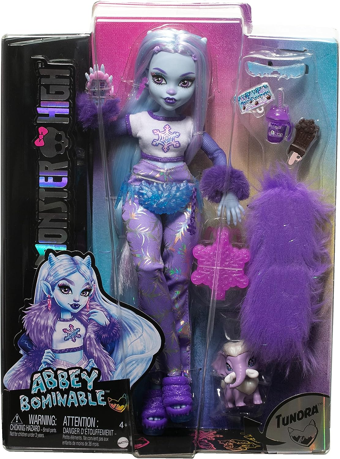 Monster High Abbey Bominable Yeti mit Mammut-Haustier und Accessoires - Spuktastischer Schneeflocken-Look für Kinder ab 4 Jahren, HNF64