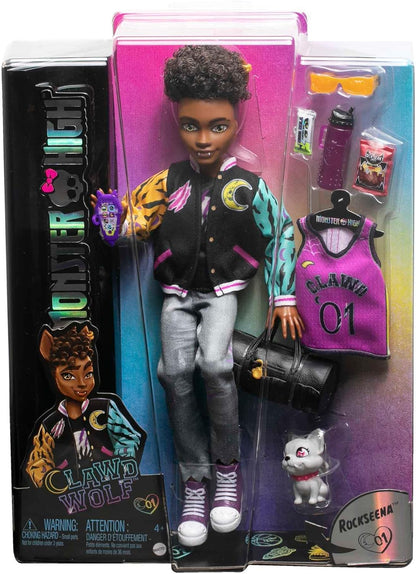 Monster High-Puppe, Clawd Wolf-Puppe mit Gargoyle-Bulldogge als Haustier und themenbezogenem Zubehör - HNF65