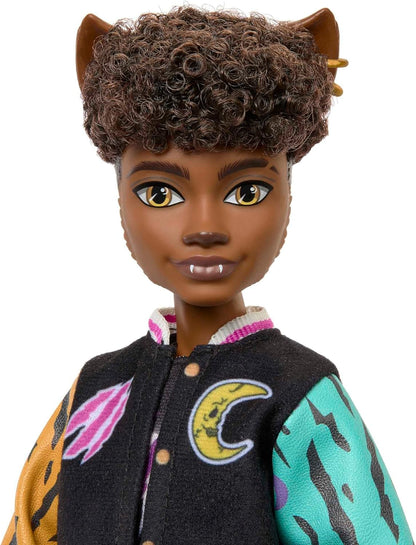 Monster High-Puppe, Clawd Wolf-Puppe mit Gargoyle-Bulldogge als Haustier und themenbezogenem Zubehör - HNF65